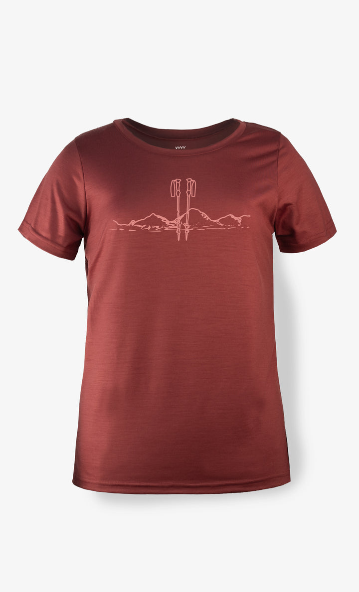 Women's Merino Ultra Light T-Shirt Carmine - Bâtons