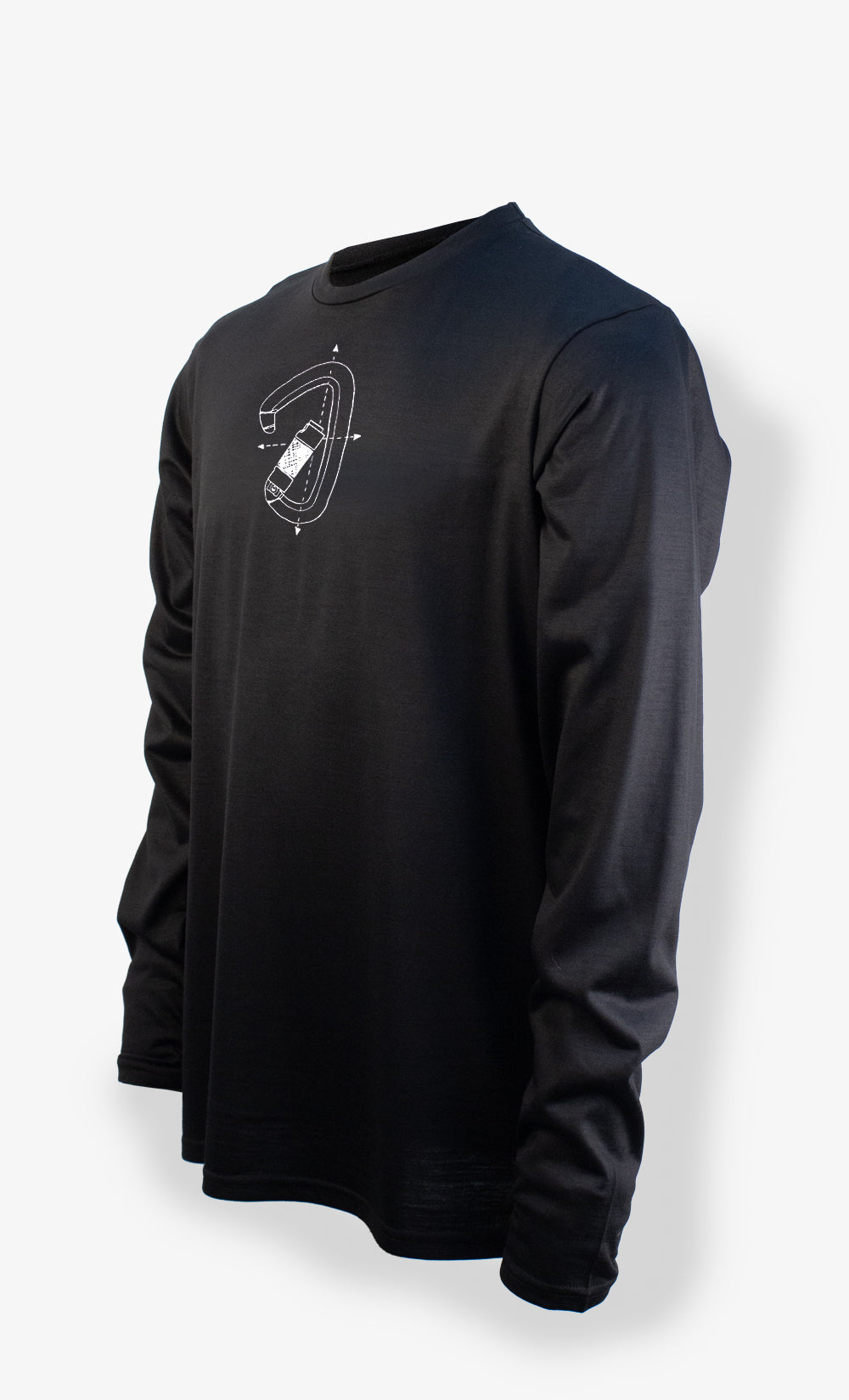 Men's Merino Wool Long Sleeve Techcrew Black - Mousqueton