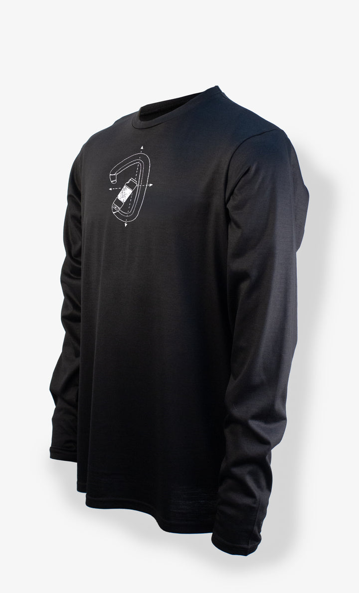 Men's Merino Wool Long Sleeve Techcrew Black - Mousqueton