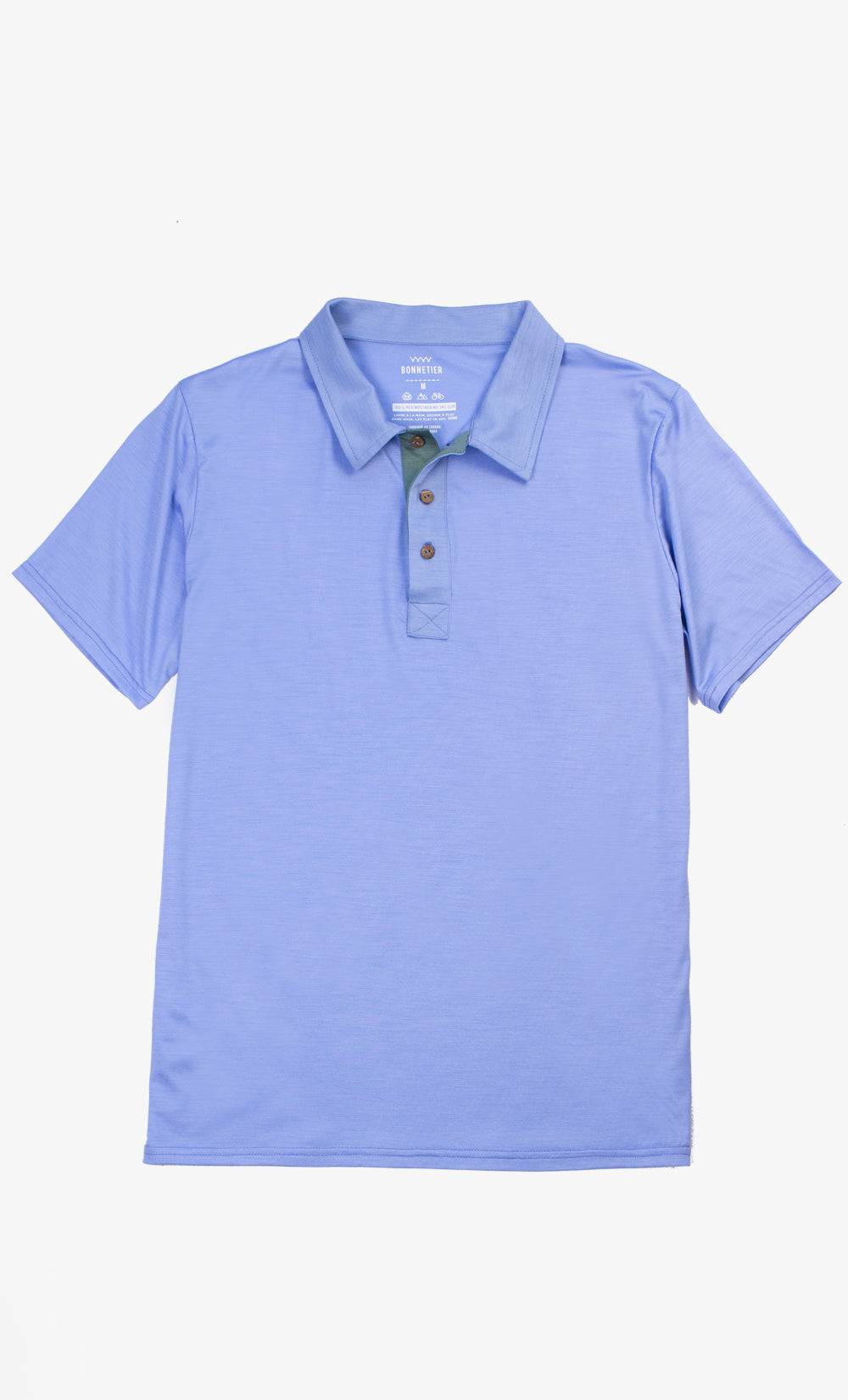 Polo Mérinos Homme Bleu azure Ultra Léger