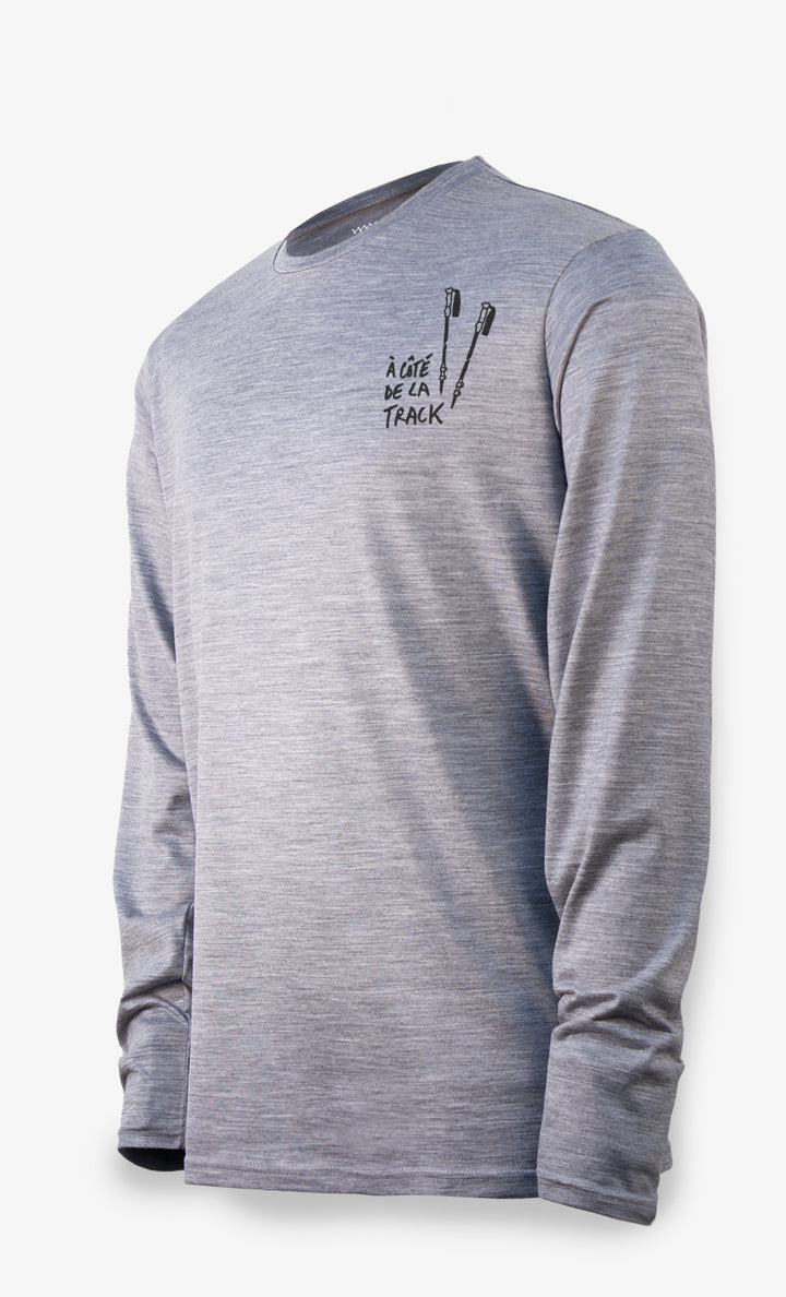 Men's Merino Ultra Light Long Sleeve Heather Gray  - Batons Track