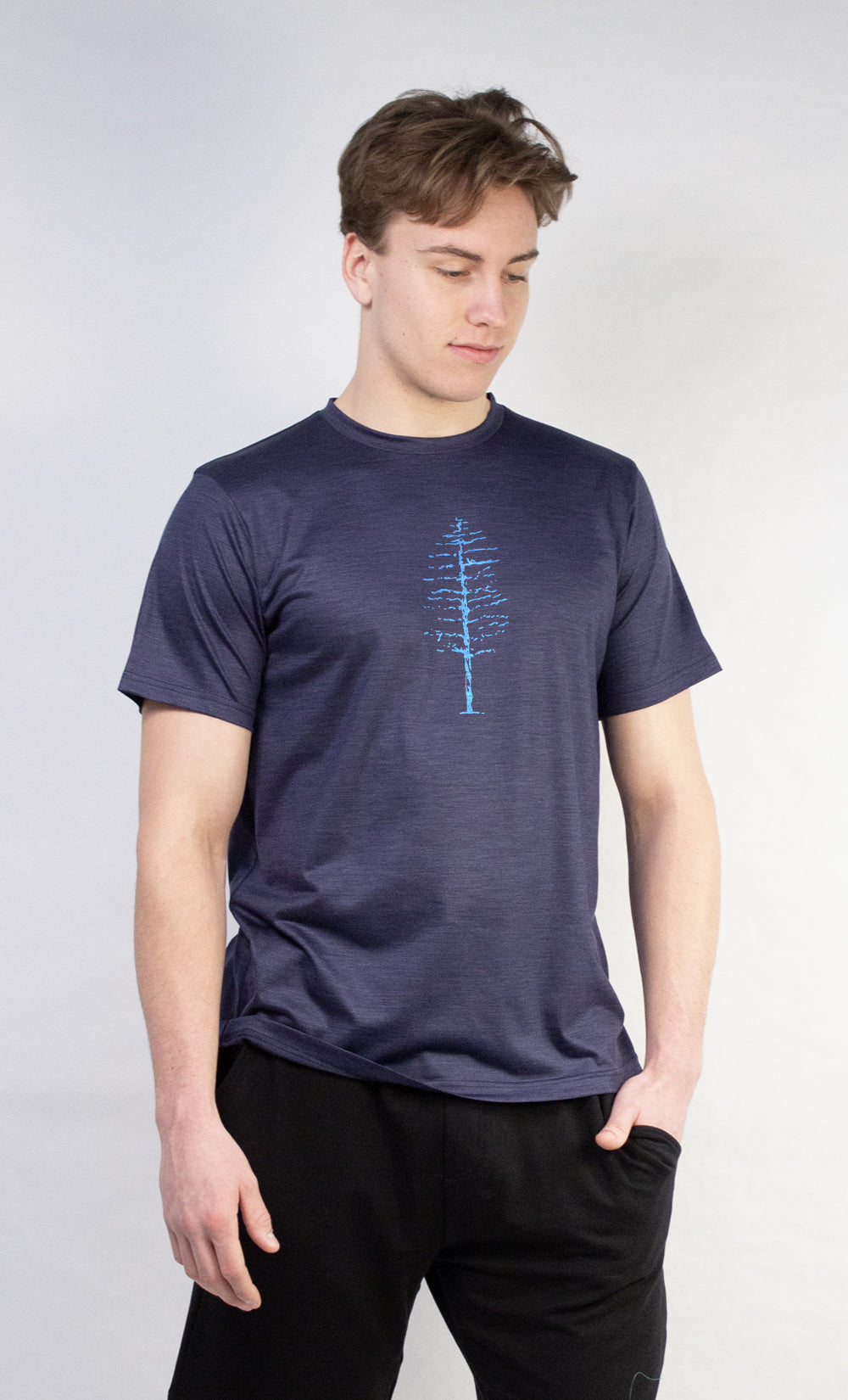 Men's Ultra-Light Midnight Blue Merino T-Shirt - Shacky Tree
