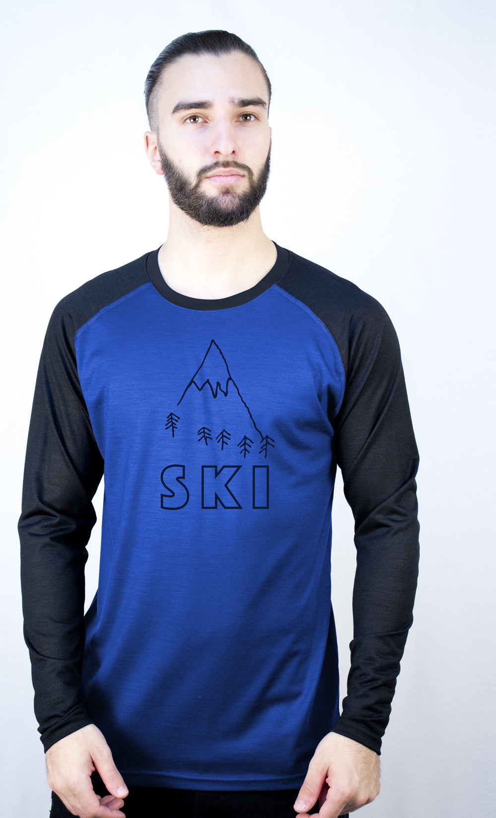 Men's Raglan Long Sleeve Merino Top - Ski