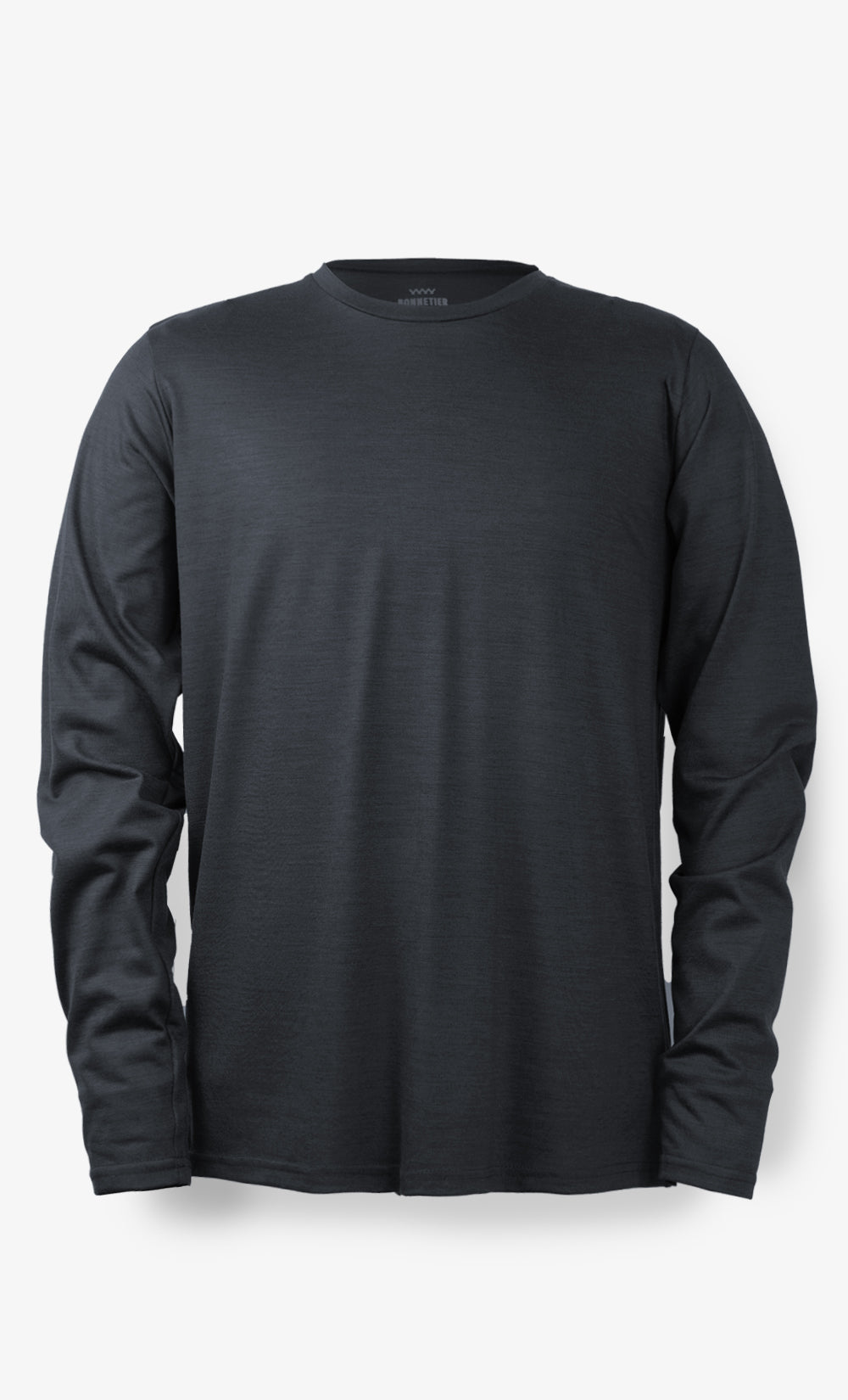 Men's Techcrew Long Sleeve Merino Black Heather - Solid