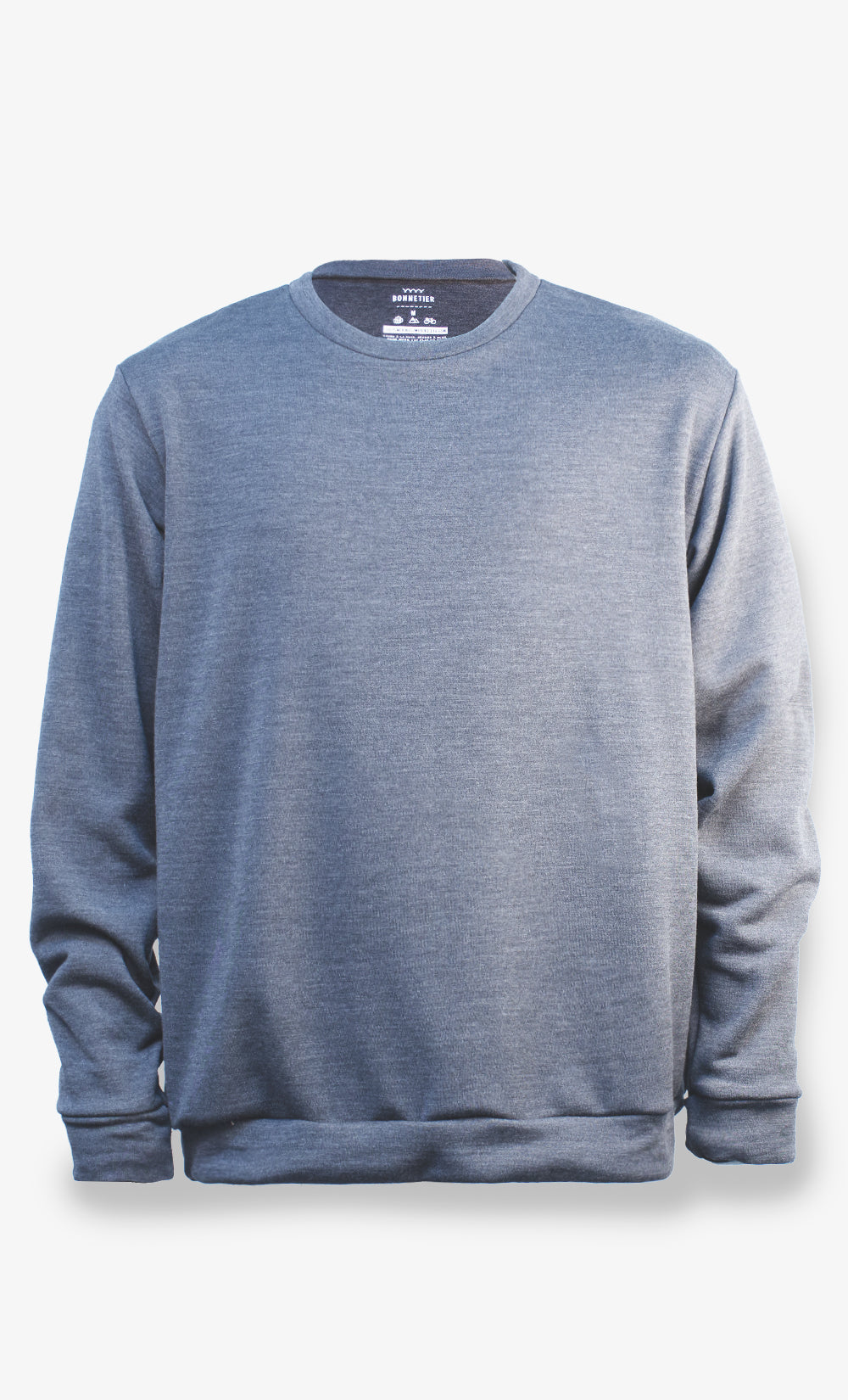 Men's Long-sleeved Grey Marl Merino Quilted Top