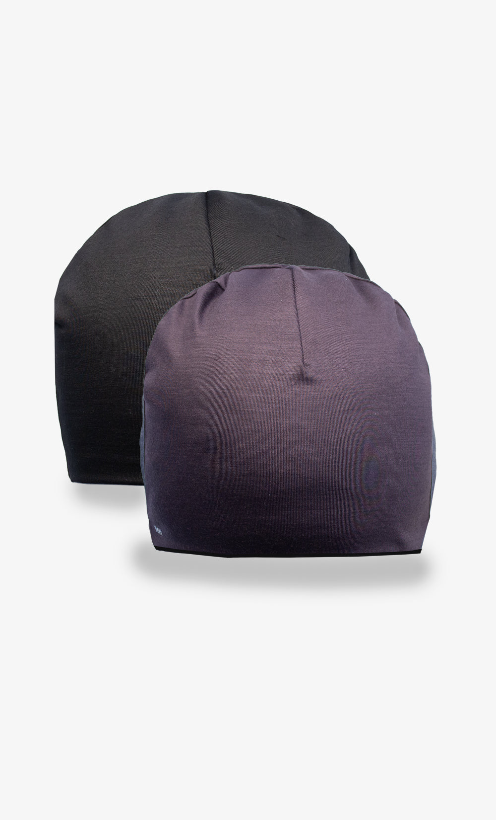 Beanie 100% Mérinos Double Réversible - Violet/ Noir